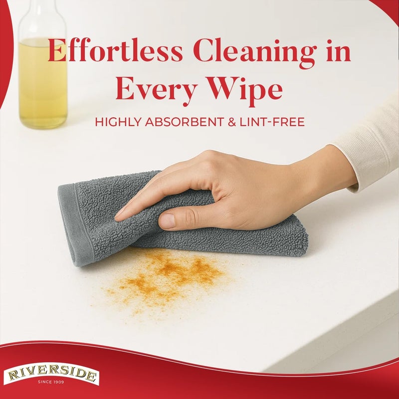 Riverside Bar Mop Towels Pack of 12, 16x19 Inches, 100% Ring Spun Cotton Terry Cloth Kitchen Towel, Highly Absorbent & Reusable Multipurpose Cleaning Rags for Bathroom, Hotel, Restaurant, Gray - Image 5